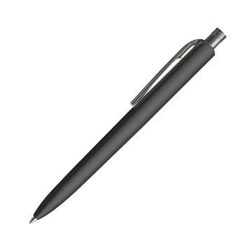Prodir DS8 Soft Touch PRR Push Kugelschreiber schwarz mit transparentem Drücker und Clip