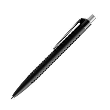 Prodir QS40 PMP Push Kugelschreiber matt mit Clip gerade polished mit satiniertem Metalldrücker
