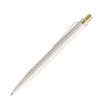 Prodir QS40 PMS Push Kugelschreiber weiß matt mit Metallclip und Metalldrücker