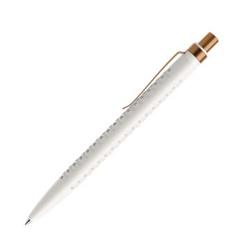 Prodir QS40 PMS Push Kugelschreiber weiß matt mit Metallclip und Metalldrücker