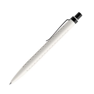 Prodir QS40 PMS Push Kugelschreiber weiß matt mit Metallclip und Metalldrücker