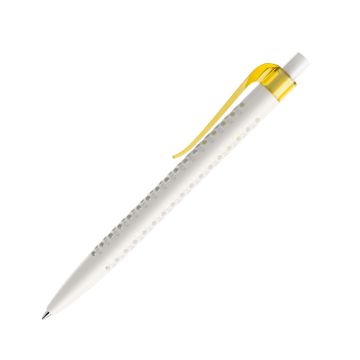 Prodir QS40 PMT Push Kugelschreiber weiß matt mit Clip Curve transparent