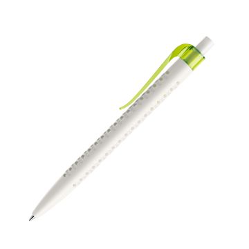 Prodir QS40 PMT Push Kugelschreiber weiß matt mit Clip Curve transparent