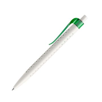 Prodir QS40 PMT Push Kugelschreiber weiß matt mit Clip Curve transparent