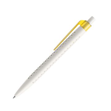 Prodir QS40 PMT Push Kugelschreiber weiß matt mit Clip Flat transparent