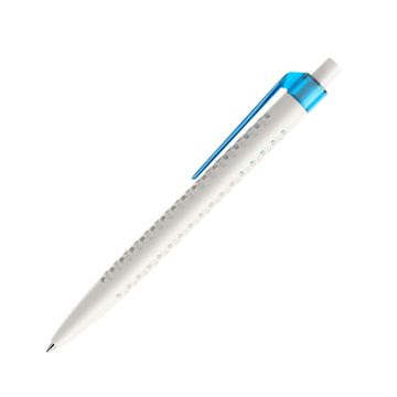 Prodir QS40 PMT Push Kugelschreiber weiß matt mit Clip Flat transparent