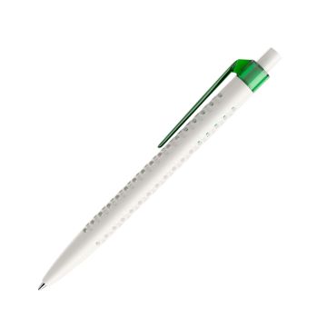 Prodir QS40 PMT Push Kugelschreiber weiß matt mit Clip Flat transparent