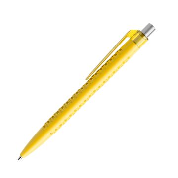 Prodir QS40 PMT Push Kugelschreiber matt mit Clip gerade transparent mit Metalldrücker satiniert