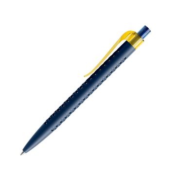 Prodir QS40 PMT Push Kugelschreiber blau matt mit Clip Curve transparent