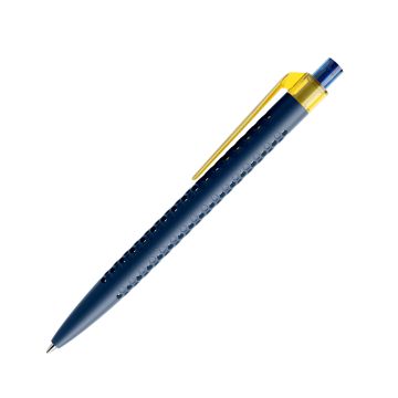 Prodir QS40 PMT Push Kugelschreiber blau matt mit Clip Flat transparent