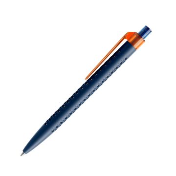 Prodir QS40 PMT Push Kugelschreiber blau matt mit Clip Flat transparent