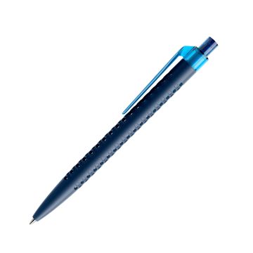 Prodir QS40 PMT Push Kugelschreiber blau matt mit Clip Flat transparent