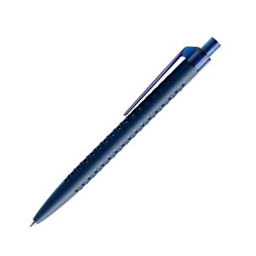 Prodir QS40 PMT Push Kugelschreiber blau matt mit Clip Flat transparent