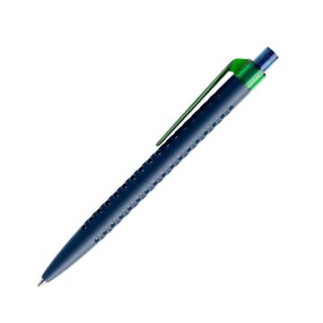 Prodir QS40 PMT Push Kugelschreiber blau matt mit Clip Flat transparent
