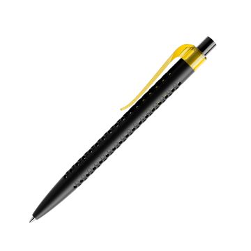 Prodir QS40 PMT Push Kugelschreiber schwarz matt mit Clip Curve transparent