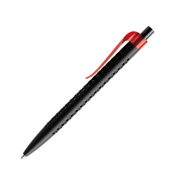 Prodir QS40 PMT Push Kugelschreiber schwarz matt mit Clip Curve transparent