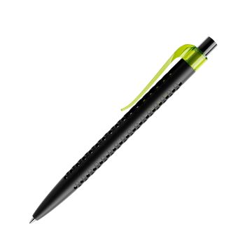 Prodir QS40 PMT Push Kugelschreiber schwarz matt mit Clip Curve transparent