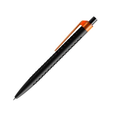 Prodir QS40 PMT Push Kugelschreiber schwarz matt mit Clip Flat transparent