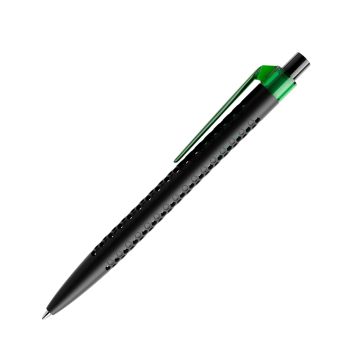 Prodir QS40 PMT Push Kugelschreiber schwarz matt mit Clip Flat transparent
