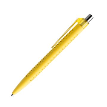Prodir QS40 Soft Touch PRT Push Kugelschreiber mit Clip gerade transparent und Metalldrücker