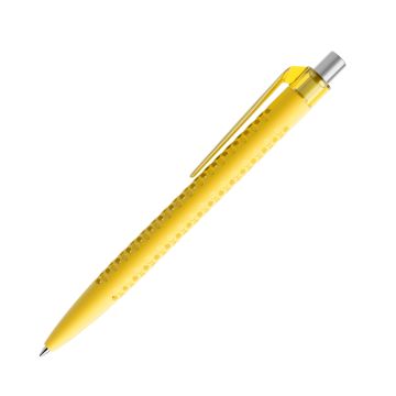 Prodir QS40 Soft Touch PRT Push Kugelschreiber mit Clip gerade transparent und Metalldrücker satiniert