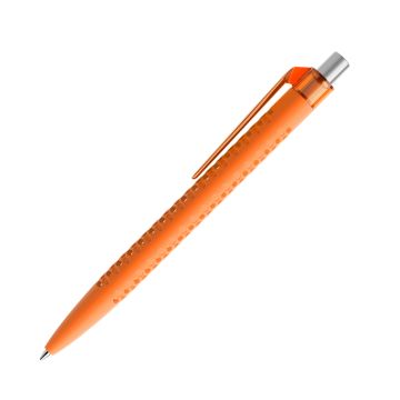 Prodir QS40 Soft Touch PRT Push Kugelschreiber mit Clip gerade transparent und Metalldrücker satiniert