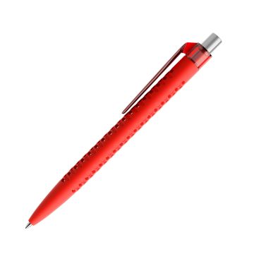 Prodir QS40 Soft Touch PRT Push Kugelschreiber mit Clip gerade transparent und Metalldrücker satiniert