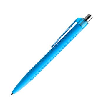 Prodir QS40 Soft Touch PRT Push Kugelschreiber mit Clip gerade transparent und Metalldrücker