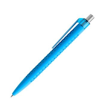 Prodir QS40 Soft Touch PRT Push Kugelschreiber mit Clip gerade transparent und Metalldrücker satiniert