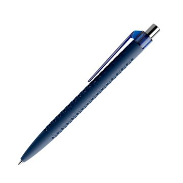 Prodir QS40 Soft Touch PRT Push Kugelschreiber mit Clip gerade transparent und Metalldrücker