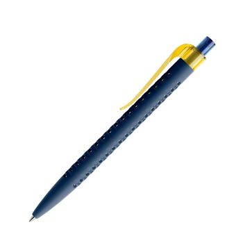 Prodir QS40 PRT Soft Touch Push Kugelschreiber blau mit Clip Curve transparent