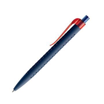 Prodir QS40 PRT Soft Touch Push Kugelschreiber blau mit Clip Curve transparent