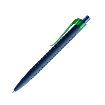 Prodir QS40 PRT Soft Touch Push Kugelschreiber blau mit Clip Curve transparent