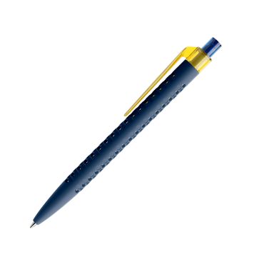 Prodir QS40 PRT Soft Touch Push Kugelschreiber blau mit Clip Flat transparent
