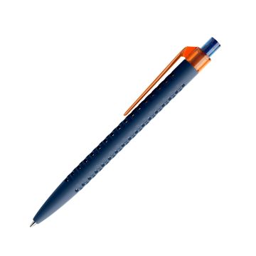 Prodir QS40 PRT Soft Touch Push Kugelschreiber blau mit Clip Flat transparent