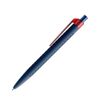 Prodir QS40 PRT Soft Touch Push Kugelschreiber blau mit Clip Flat transparent