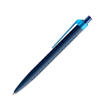 Prodir QS40 PRT Soft Touch Push Kugelschreiber blau mit Clip Flat transparent