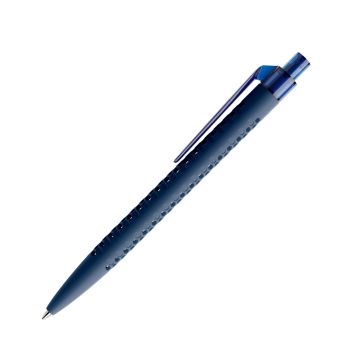 Prodir QS40 PRT Soft Touch Push Kugelschreiber blau mit Clip Flat transparent