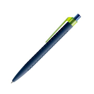 Prodir QS40 PRT Soft Touch Push Kugelschreiber blau mit Clip Flat transparent
