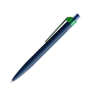 Prodir QS40 PRT Soft Touch Push Kugelschreiber blau mit Clip Flat transparent