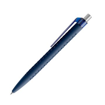 Prodir QS40 Soft Touch PRT Push Kugelschreiber mit Clip gerade transparent und Metalldrücker satiniert