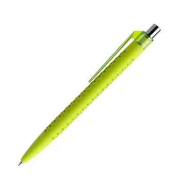 Prodir QS40 Soft Touch PRT Push Kugelschreiber mit Clip gerade transparent und Metalldrücker