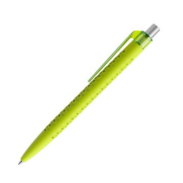 Prodir QS40 Soft Touch PRT Push Kugelschreiber mit Clip gerade transparent und Metalldrücker satiniert