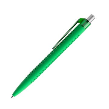 Prodir QS40 Soft Touch PRT Push Kugelschreiber mit Clip gerade transparent und Metalldrücker satiniert