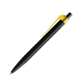 Prodir QS40 PRT Soft Touch Push Kugelschreiber schwarz mit Clip Curve transparent