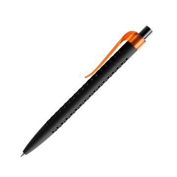 Prodir QS40 PRT Soft Touch Push Kugelschreiber schwarz mit Clip Curve transparent