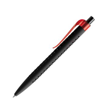 Prodir QS40 PRT Soft Touch Push Kugelschreiber schwarz mit Clip Curve transparent