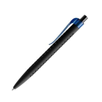 Prodir QS40 PRT Soft Touch Push Kugelschreiber schwarz mit Clip Curve transparent