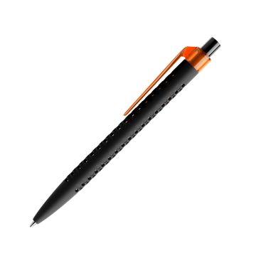 Prodir QS40 PRT Soft Touch Push Kugelschreiber schwarz mit Clip Flat transparent