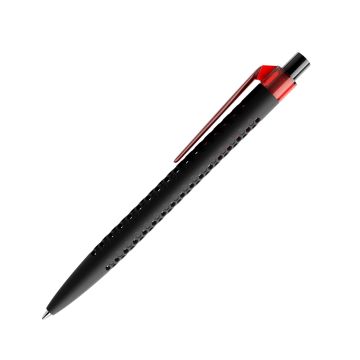 Prodir QS40 PRT Soft Touch Push Kugelschreiber schwarz mit Clip Flat transparent